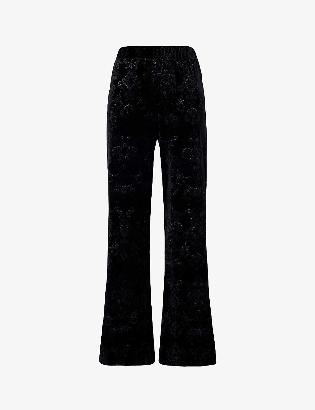 Beyond Yoga Womens Black Best Dressed Pattern-embellished Stretch-woven Trousers