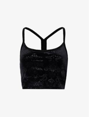 BEYOND YOGA: Pattern-embellished cropped stretch-woven top