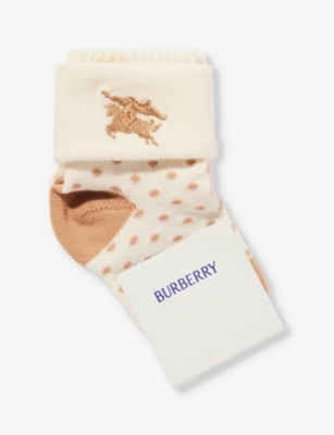 Burberry Boys Ivory Ip Pat Kids Pack Of Two Brand-embroidered Bi-colour Stretch-cotton Blend Socks