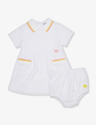BURBERRY: Kiki stretch-cotton dress and bloomers set 1-18 months