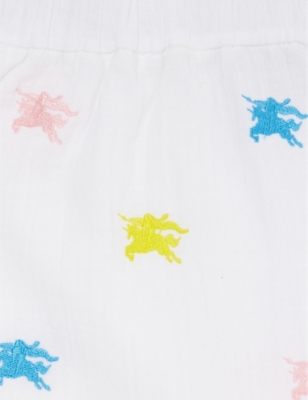 Shop Burberry Girls Multicolour Ip Pttn Kids Logo-embroidered Two-piece Cotton Set 3-12 Months