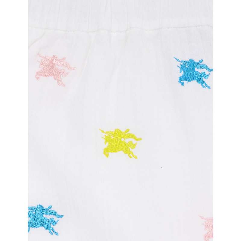 Shop Burberry Girls Multicolour Ip Pttn Kids Logo-embroidered Two-piece Cotton Set 3-12 Months