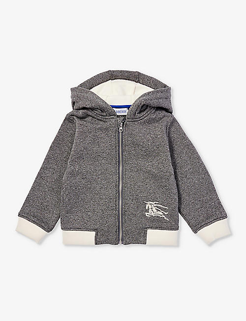 BURBERRY: Box brand-embroidered cotton-jersey hoody 12 months - 2 years