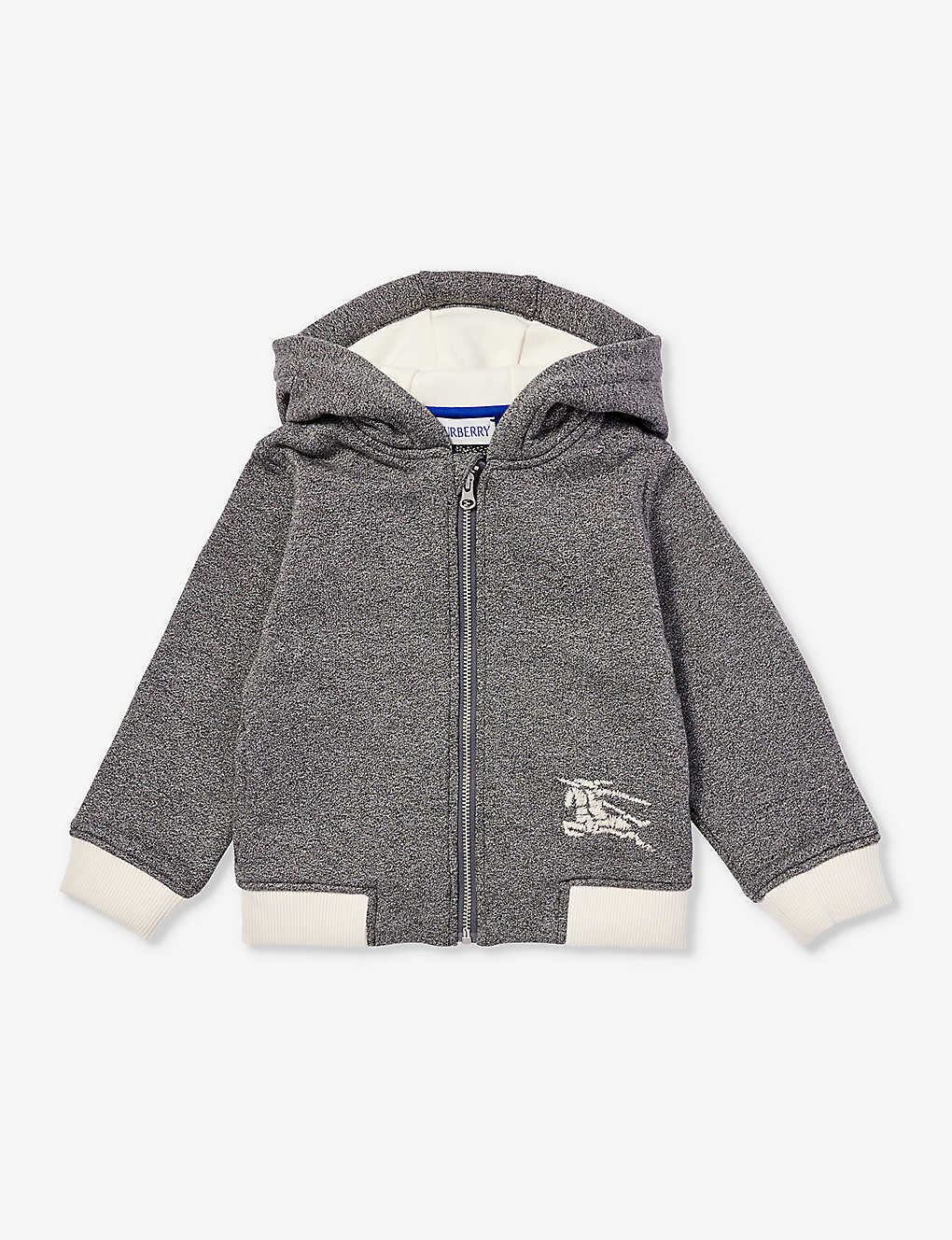 Burberry Babies'  Charcoal Grey Melang Box Brand-embroidered Cotton-jersey Hoody 12 Months -