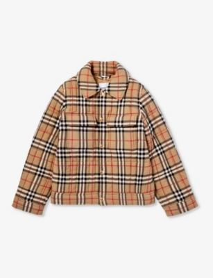 BURBERRY: Gideon check-print shell jacket 3-8 years