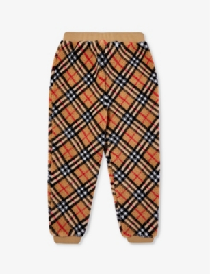 Burberry Kids'  Childrens Check Fleece Jogging Pants In Archive Beige