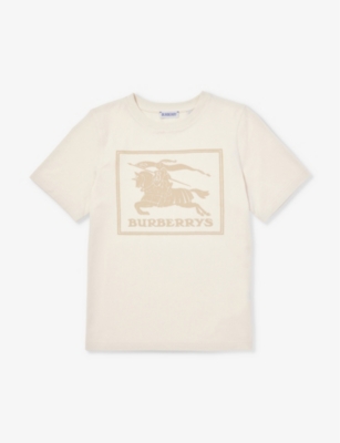 Burberry Boys Pale Cream Kids Cedar Crewneck Cotton-jersey T-shirt 3-14 Years