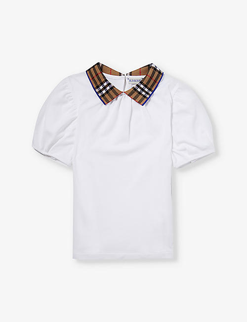 BURBERRY: Alesea brand-embroidered cotton polo shirt 3-12 years