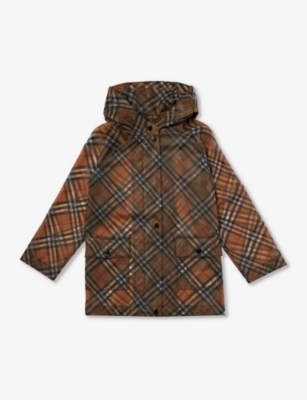 Burberry Boys Archive Beige Ip Chk Kids Emilia Brand-check Regular-fit Shell Coat 4-14 Years In Brown