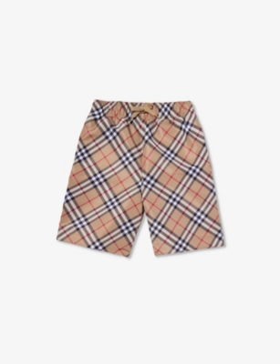 Burberry Archive Check Swim Trunks In Brown