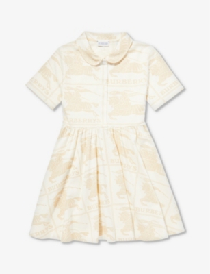 BURBERRY: Aggie logo text-print cotton-jersey dress 3-14 years