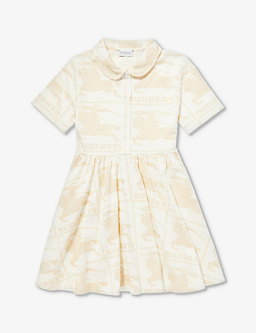 BURBERRY: Aggie logo text-print cotton-jersey dress 3-14 years