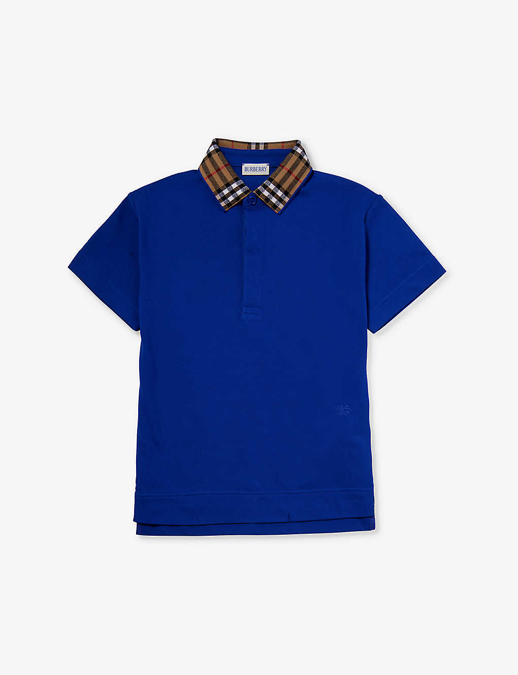 Shop Burberry Knight Johane Checked-collar Short-sleeve Cotton Polo Shirt 4-12 Years In Multi-coloured