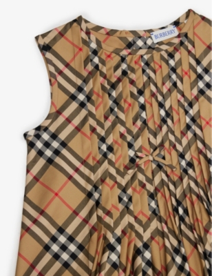 Shop Burberry Girls Archive Beige Ip Chk Kids Hettie Check-print Stretch-cotton Dress 3-14 Years