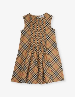 BURBERRY: Hettie check-print stretch-cotton dress 3-14 years