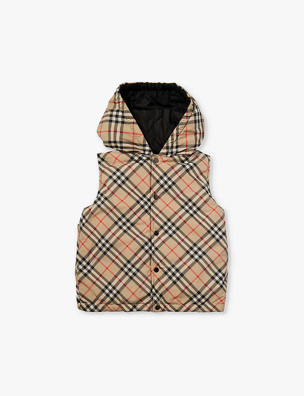 Burberry Boys Archive Beige Ip Chk Kids Slade Check-print Woven Gilet 4 - 14 Years In Brown
