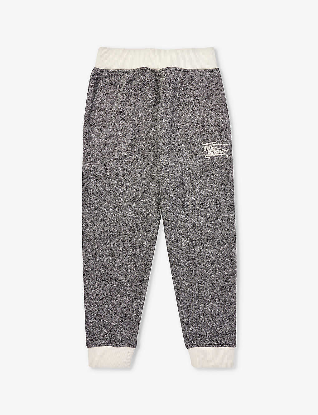 Shop Burberry Boys Charcoal Grey Melang Kids Sidney Brand-embroidered Cotton-jersey Jogging Bottoms 4-14