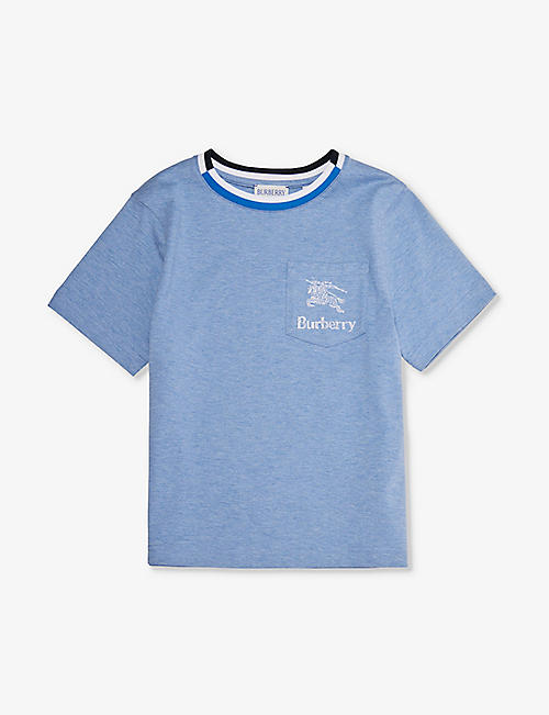 BURBERRY：Cedar 品牌印花平纹针织棉 T 恤 4 -14 岁
