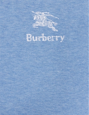 Shop Burberry Light Blue Melange Rhonda Brand-embroidered Cotton-jersey Dress 6-12 Years