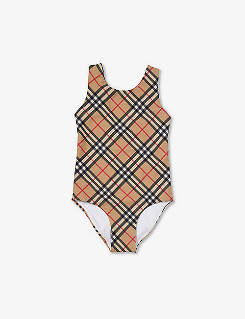 BURBERRY: Tirza checked swimsuit 4-14 years