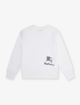 BURBERRY: Scribble brand-embroidered cotton-jersey sweatshirt 6-14 years