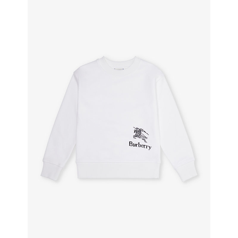 Shop Burberry Boys White Us Kids Scribble Brand-embroidered Cotton-jersey Sweatshirt 6-14 Years