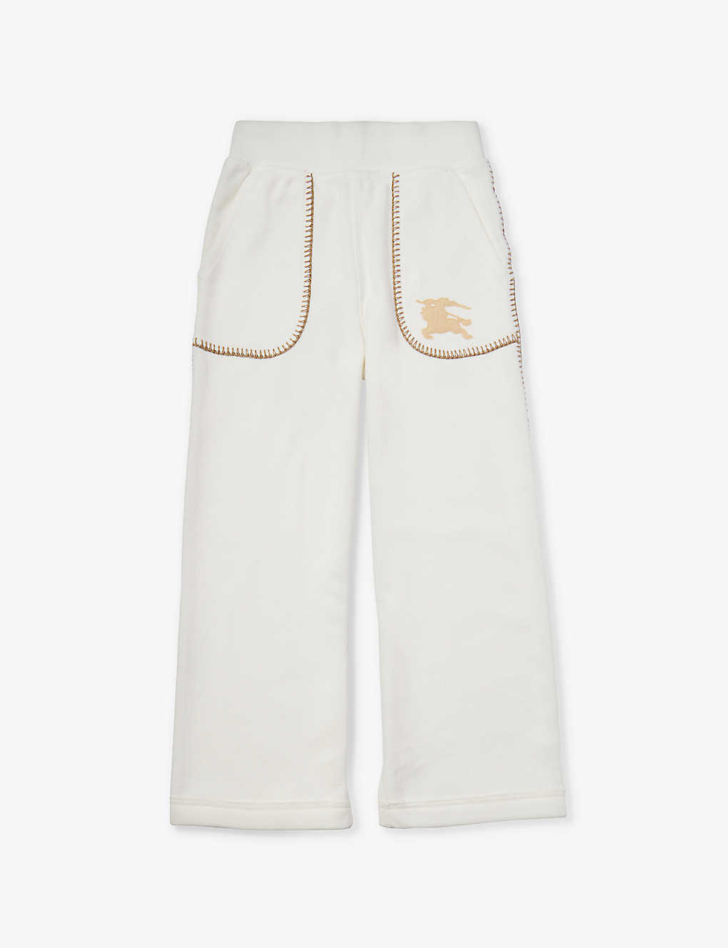 Burberry Girls Salt Kids Aubrey Brand-motif Elasticated-waist Cotton Trousers 6-14 Years In Multi-coloured