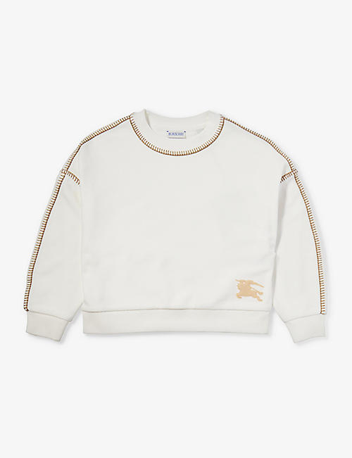 BURBERRY: Isla brand-motif long-sleeve cotton sweatshirt 6-14 years