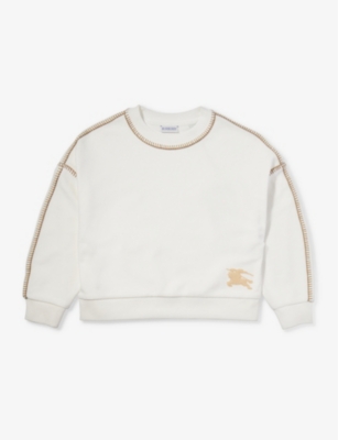 Shop Burberry Girls Salt Kids Isla Brand-motif Long-sleeve Cotton Sweatshirt 6-14 Years In Multi-coloured
