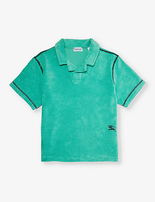 BURBERRY: Rolfe logo-embroidered cotton-blend polo shirt