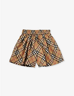 BURBERRY: Marcy checked mid-rise stretch-cotton shorts