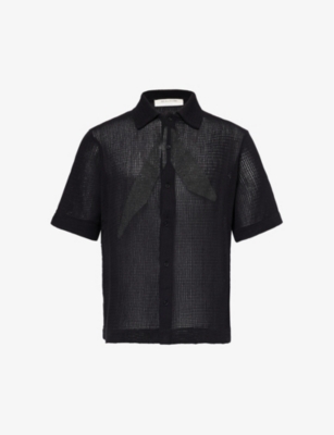 Shop Alyx 1017  9sm Men's Black Abstract-print Cotton-knit Shirt