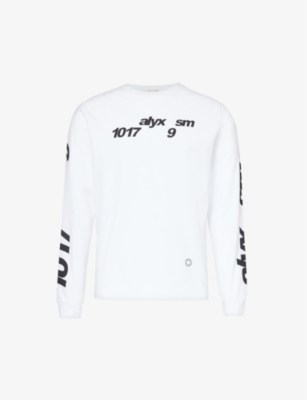 Shop Alyx 1017  9sm Men's White Logo-print Long-sleeve Cotton-jersey T-shirt