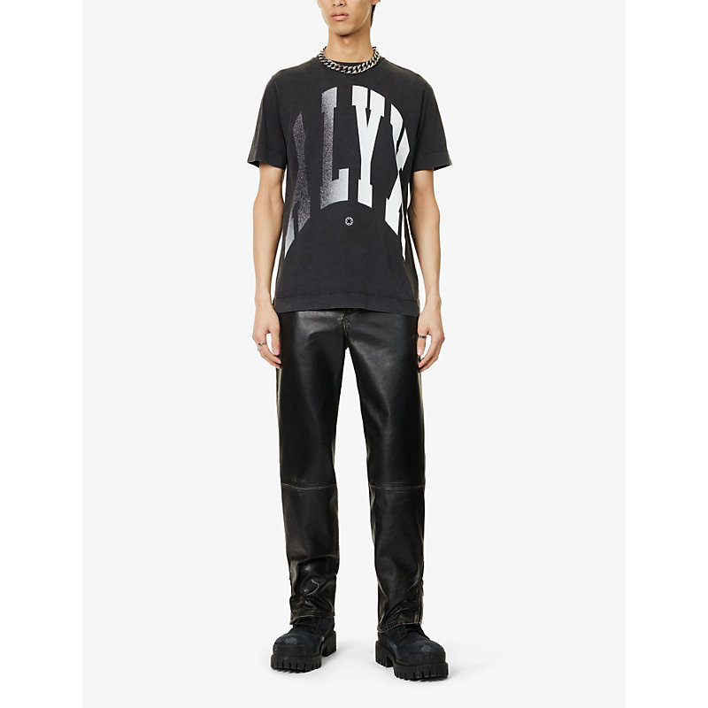 Shop Alyx Logo-print Washed Cotton-jersey T-shirt In Black