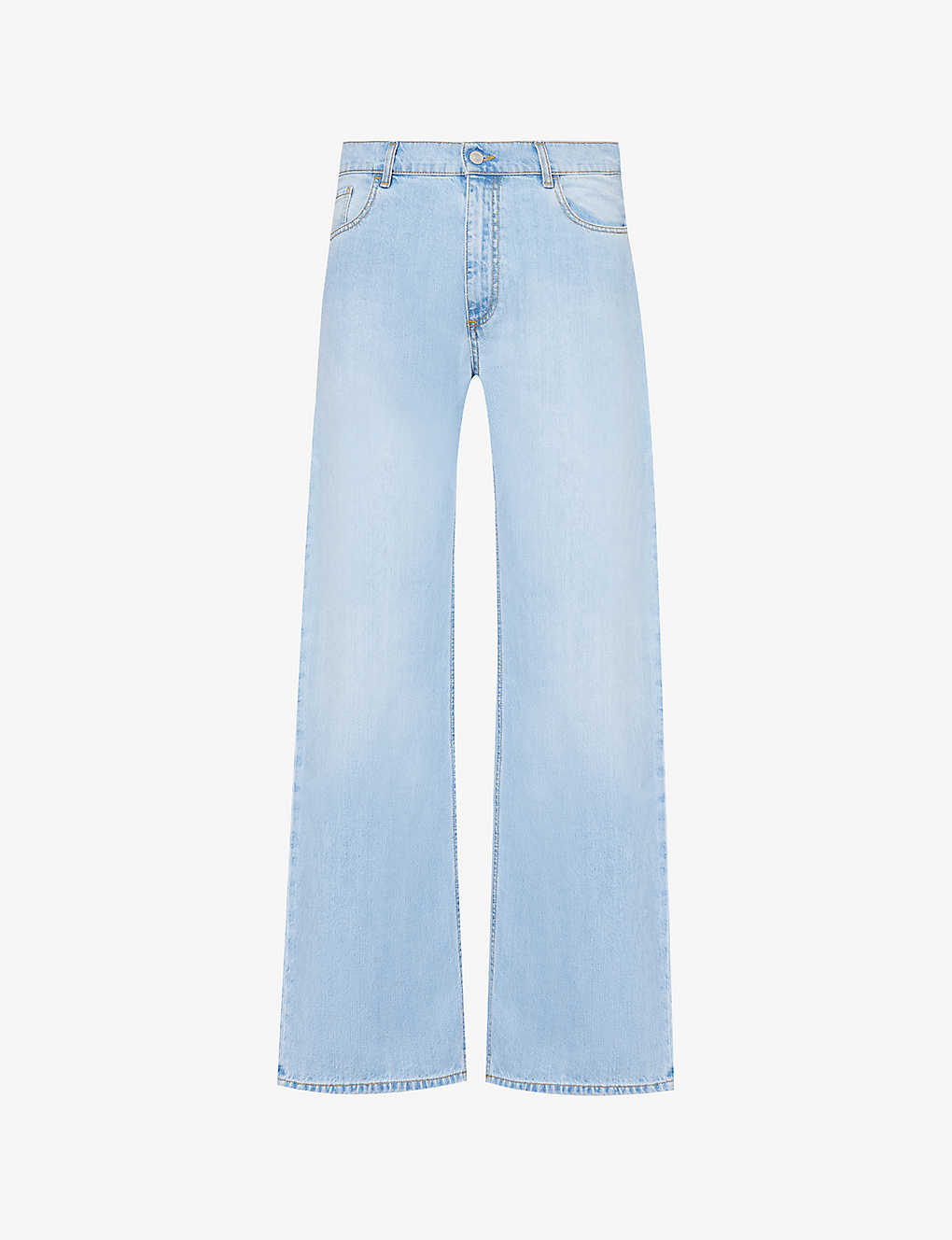 Shop Alyx 1017  9sm Men's Mid Blue Buckle-embellished Wide-leg Mid-rise Jeans