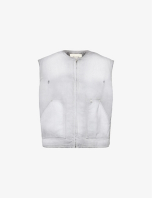 Shop Alyx 1017  9sm Men's Treated White Faded-wash Boxy-fit Cotton-canvas Vest