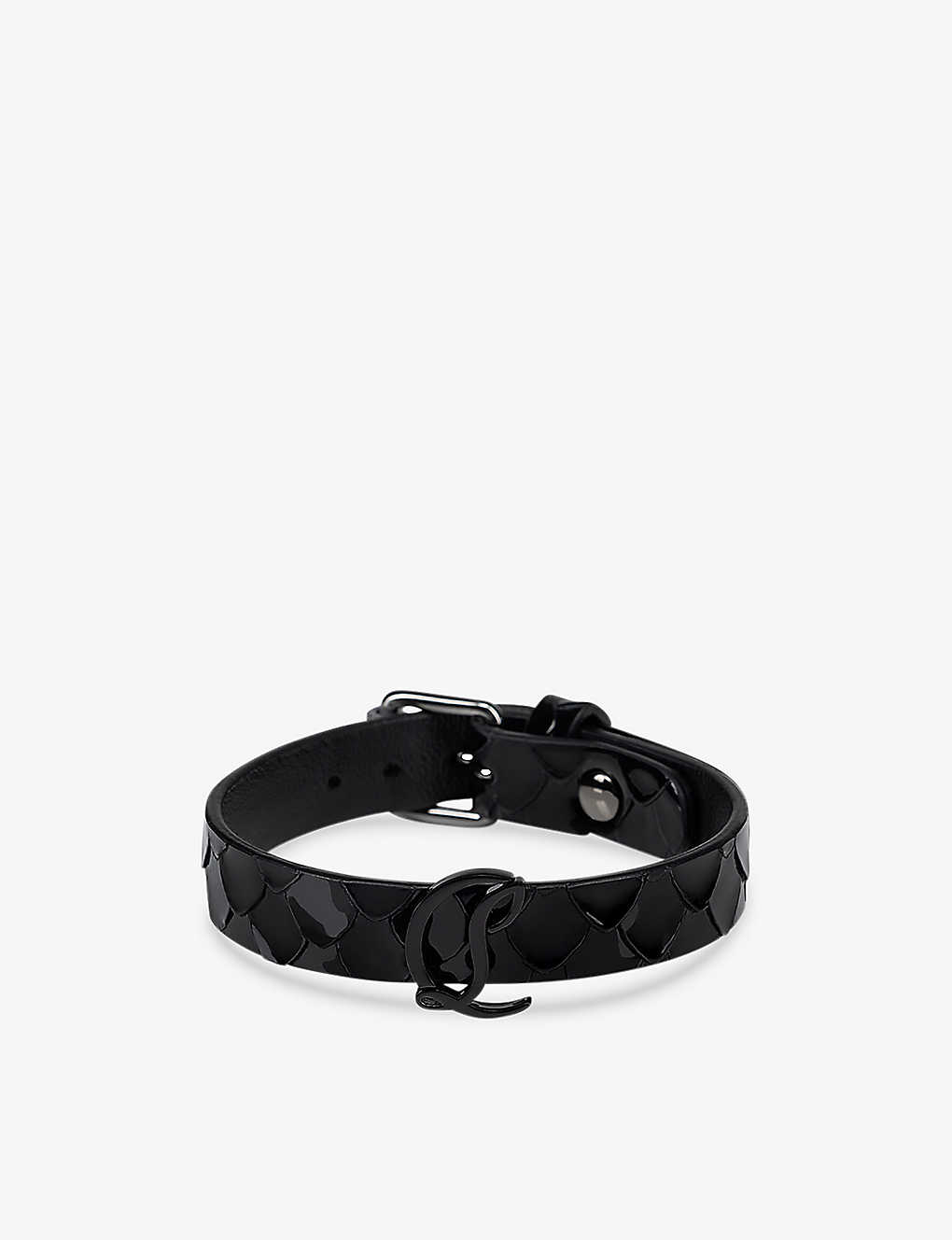 Christian Louboutin Mens Black Logo-buckle Leather Bracelet