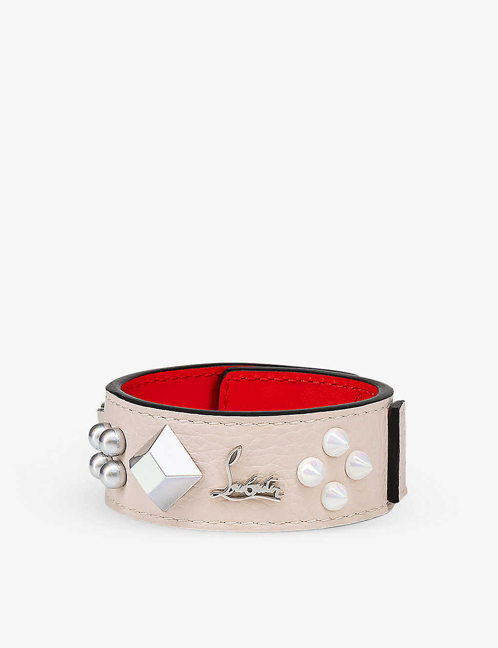 Christian Louboutin Mens Leche Paloma Spike-embellished Leather Bracelet