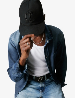 CHRISTIAN LOUBOUTIN: Mooncrest logo-embroidered cotton-canvas cap