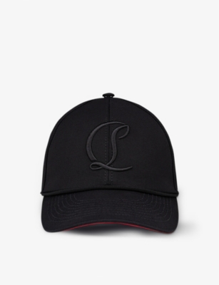 Christian Louboutin Mens Black Mooncrest Logo-embroidered Cotton-canvas Cap