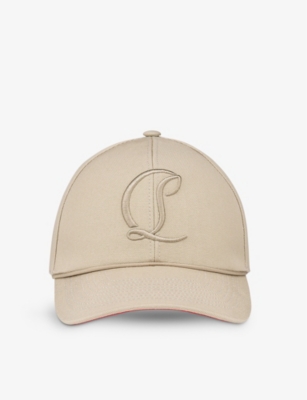 Christian Louboutin Mooncrest Logo-embroidered Cotton-canvas Cap In Nude (lingerie)