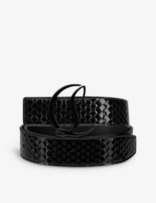 CHRISTIAN LOUBOUTIN: Logo-plaque patent-leather belt