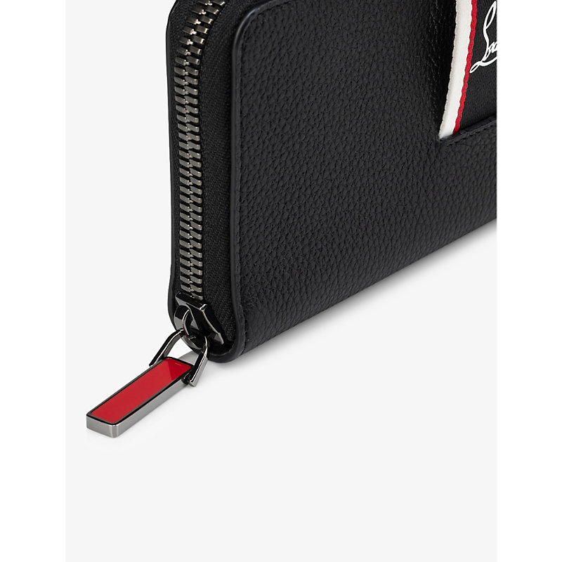 Shop Christian Louboutin F.a.v. Branded-tab Grained-leather Wallet In Black