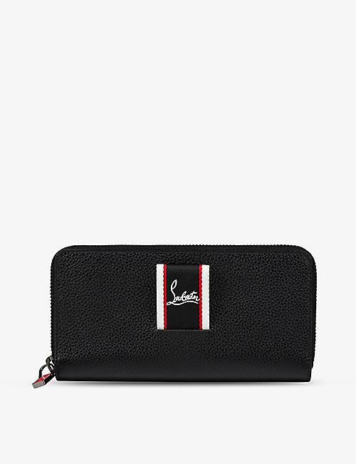 CHRISTIAN LOUBOUTIN: F.A.V. branded-tab grained-leather wallet