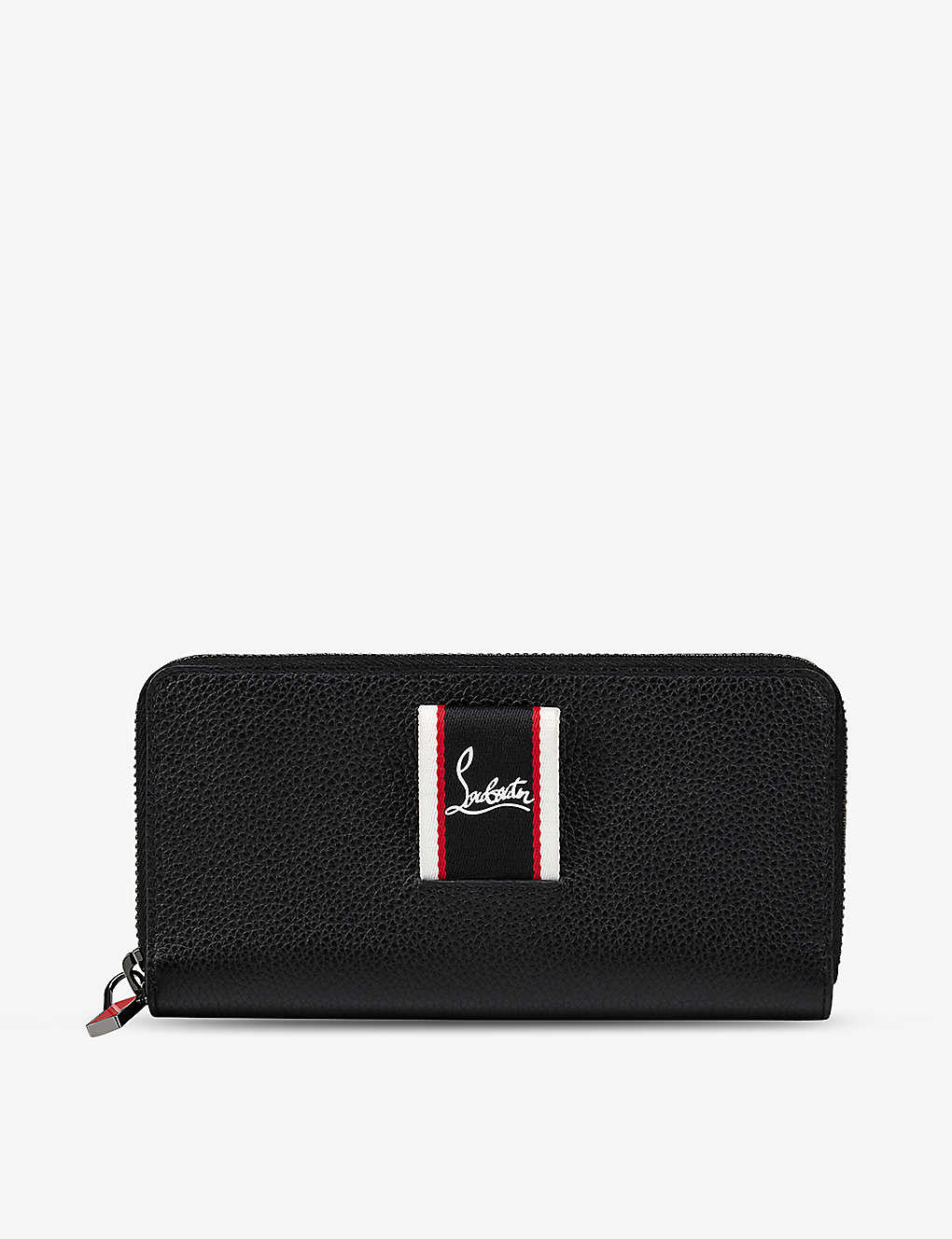 Christian Louboutin Mens Black F.a.v. Branded-tab Grained-leather Wallet