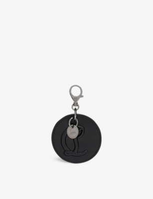 Shop Christian Louboutin Black Logo-embossed Leather And Brass Bag Charm