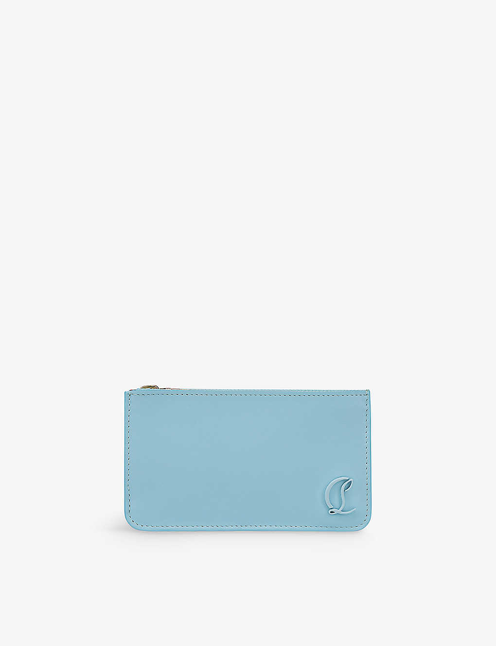 Shop Christian Louboutin Women's Blue Loubi54 Zipped Leather Card Holder In Mineral