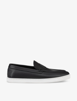 CHRISTIAN LOUBOUTIN: Varsiboat logo-embossed leather boat shoes