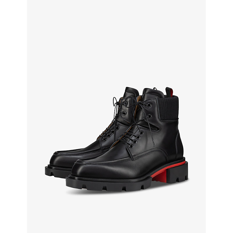 Shop Christian Louboutin Men's Black Our Walk Leather Ankle Boots