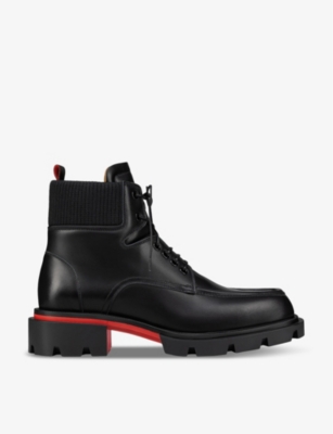 Christian Louboutin Mens Black Our Walk Leather Ankle Boots